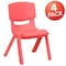 Flash Furniture Red Plastic Stackable School Chair with 10.5'' Seat Height, PK4 4-YU-YCX4-003-RED-GG - alternate 5